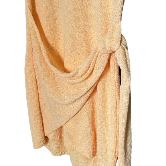 NWT Free People Faux Wrap Mini Sweater Dress Peach Sunrise Womens Size Large NEW - Picture 7 of 16